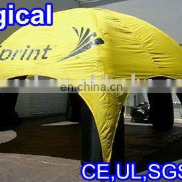 yellow inflatable cube tent