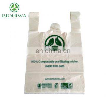 100% biodegradable corn starch t-shirt bags eco friendly shopping bags for supermarket