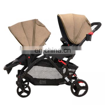 China supplier folding double baby strollers prams with two car seats