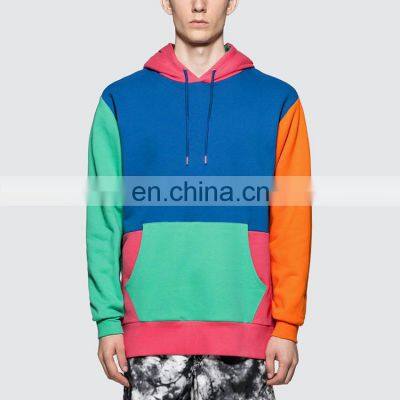 Hot Sell Pullover Color Block Men Oversize Hoodie Custom Hoodies Hooded Custom Printed Hoodies OEM Accept Customized Labels