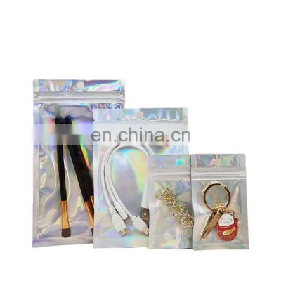 Holographic Color Multiple Size Smell Proof Bags Resealable Mylar Bags Clear Zip Lock Food Candy Storage Packing Bag