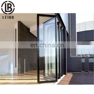 customized waterproof exterior aluminum glass bifold door patio sliding bi folding door