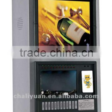 cell phone charger kiosk; LCD screen to display advertisements