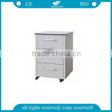 AG-BC015 CE ISO with wheels wooden 3 drawer hospital bedside lockers