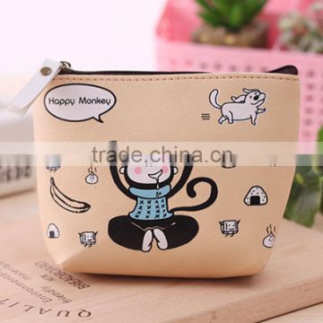 Hot sale happy monkey PU leather coin purse made in china