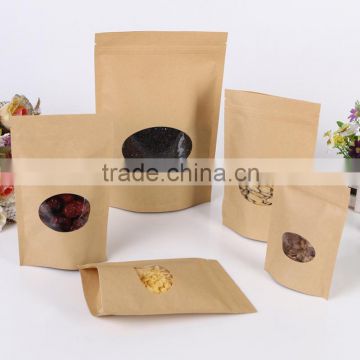 china supplier wholesale ziplock stand up krsft paper bag manufacturers for nuts,coffee beans,biscuit