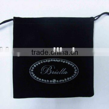 cosmetic drawstring gift velvet bags, black velvet bag