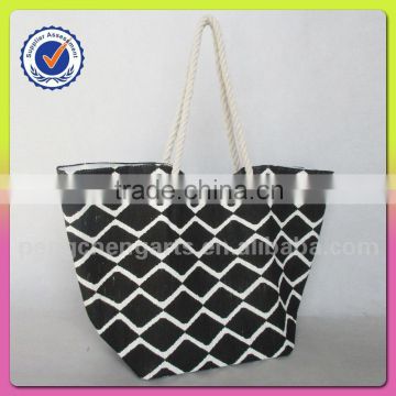 Ladies shoulder bags polyester and paper handbags black color
