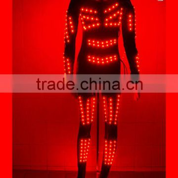 Full color led costume robot,custom led light zippered jumpsuit,recharagble lights led dance costumes