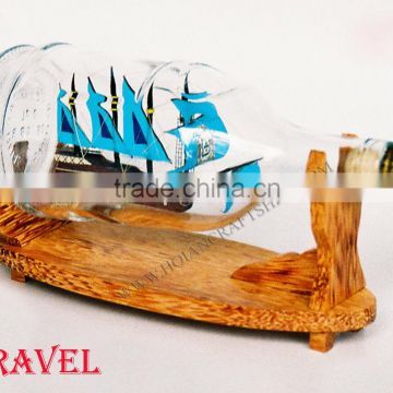 CARAVEL SHIP IN HENESSY BOTTLE, UNIQUE NAUTICAL STYLE - HANDMADE SHIP MODEL