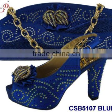 CSB5107 blue gold red silver Africa Sexy ladies shoes matching bag fashion shoes women purse                        
                                                Quality Choice