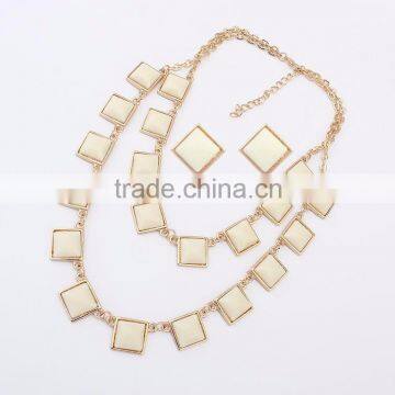 Wholesale latest design joker sweet double squar statement neckalce and earrings