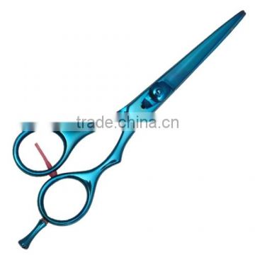 Razor Edge Hairdressing Scissors Blue Titanium Coated Adjustable Screw With Finger Rest