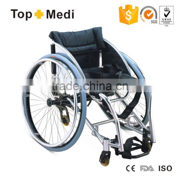 High Quality Rehabilitation Therapy Supplies Topmedi Aluminum Lightweight Leisure and Sports Wheelchair for Dancing