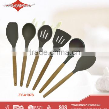 colorful silicone kitchen utensils with wood handle