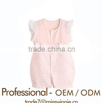 Fashionable pretty pink lace baby clothes romper baby romper