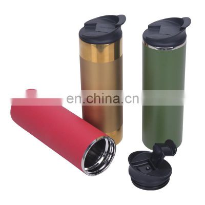 Double wall stainless steel  drink bottle Thermal leak proof tumbler hot sell  Insulated 480ml Flip Lid coffee mug