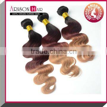 Hot sale fashion sexy 100% virgin brazilian 3 tone color ombre hair