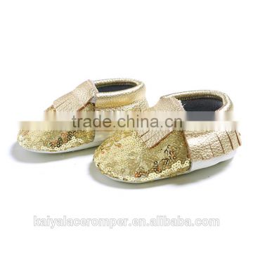 Gold Sequin Baby Moccasins,Leather Shoes,Sequin Baby Shoes                        
                                                Quality Choice