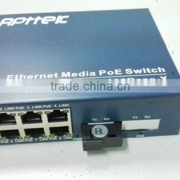 8ports gigabit poe Ethernet switch 1*9 optic module one fiber port with low price for IP camera