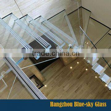 LT 8mm 10mm 12mm thick frameless tempered stair railing glass with certificate