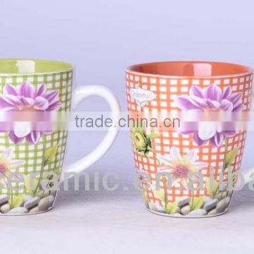 Sunflower designed ceramic color mug and cup wholesale