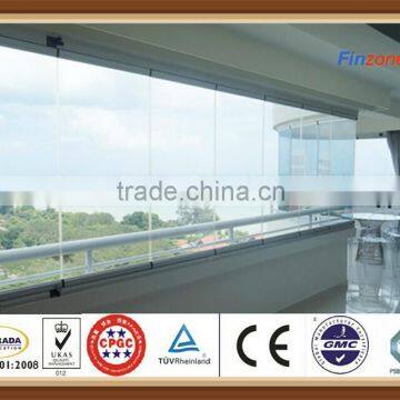8mm thickness frameless folding window using tempered glass made in china