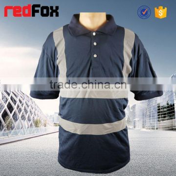 safety t-shirt blue short-sleeved sport warning security t-shirt stripe polo t-shirt