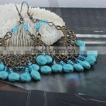 fashion color bead dangle earrings, cheap indian style jewelry