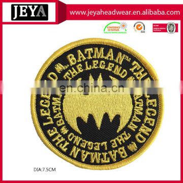 Black gold letters circle embroidery patches bat design patches
