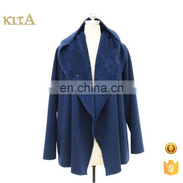 Women cheap hooded knitted fabric compound fake fur coat