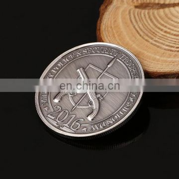 round metal antique brass plating badge/sword metal badge/ embossed company logo (HH-badge-729)