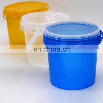 500ml 1L Food Grade Round Plastic Packaging For Chocolate Sauce Tub With Handle Transparent Color Plastic Bucket