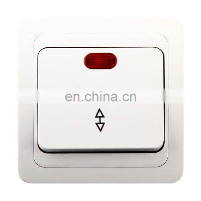 Type 86 EU standard 10A white 1 GANG 2 WAY switch with LED light ABS panel Russia with light switch