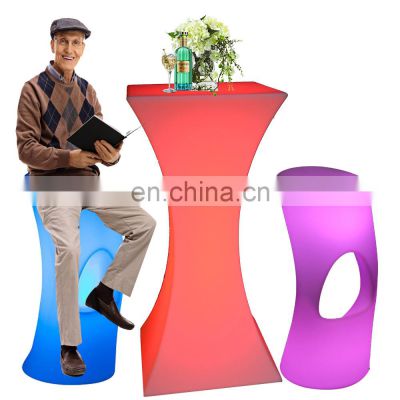 illuminated party garden patio pub glowing luminous event outdoor high top cocktail led bar furniture table and chairs stool set
