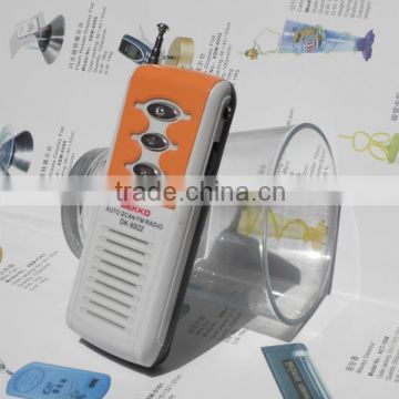 Handheld Mini fm radio portable mini flashlight lamp radio support FM radio