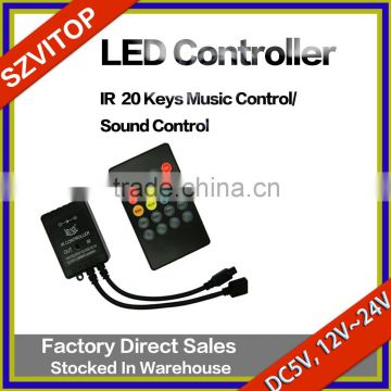 Flexible LED Strip 20Keys Remote Controller IR Music Control Voice Control DC5V,12V,24V JM-MUSIC-03