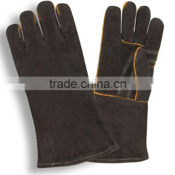 Thumb Gaurd Russet Colour Leather 16"Welding Gloves In Full Fleece Linned with Piping Kavlar Sewn /best quality taidoc