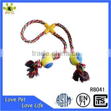 Cotton rope with two balls, fitness dog toy