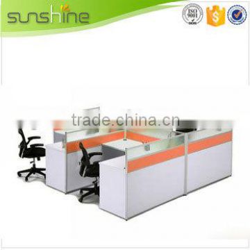 Sunshine wooden furniture modern office workstation partition for 4 person melamine surface finishing