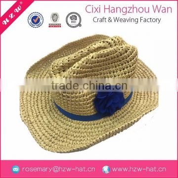 2015 Hot selling products knitted paper hat with blue flower