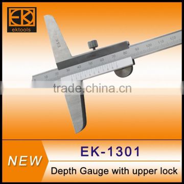 Steel depth calipers with upper lock
