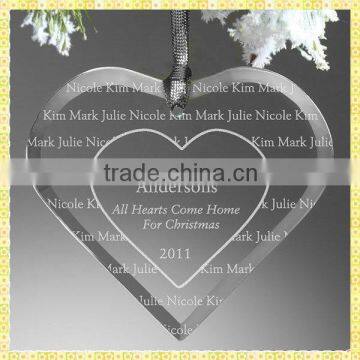 Wholesale Engraved Xmas Heart Ornaments For Tree Decoration