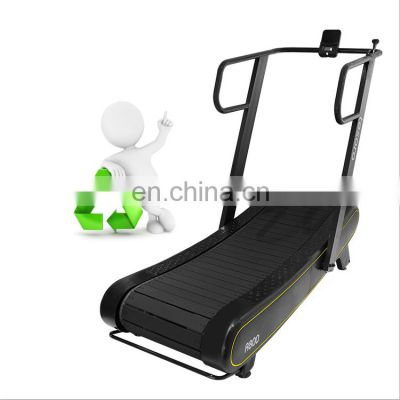 a Chinese self-powered non-motorized home fitness body strong manual home use woodway curved treadmill in home gym equipment