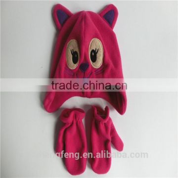 Wholesale hot style animal children fleece hat and gloves