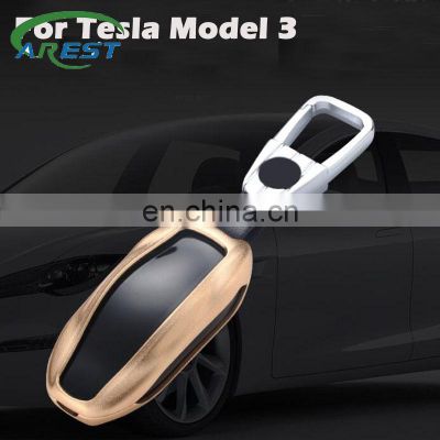 Car remote key case keychain For Tesla Model 3 Key shell buckle aluminum alloy protective sleeve accessories