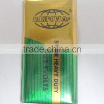China manufacurer of 6f22 9v high power battery