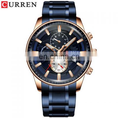 Luxury Brand CURREN Sporty Watch Mens Quartz Chronograph Wristwatches with Luminous hands 8262 Fashion Stainless Steel Clock