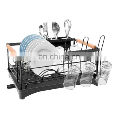 Dish Drying Rack, Dish Rack for Kitchen Counter, Rust-Proof Dish Drainer with Drying Board and Utensil Holder