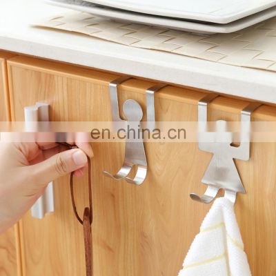 2Pc Stainless Steel Storage Rack for Kitchen Lovers Shaped Hooks Hanger Clothes Towel Home Cabinet Door Hanger Rack Tool